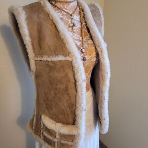 Vintage America Brown Shearling Vest
